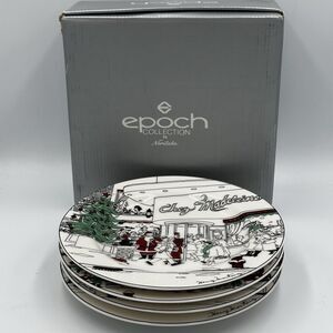 NEW~Epoch Le Restaurant Christmas 8” Salad Plates HENRY MONTANEZ Set of 4